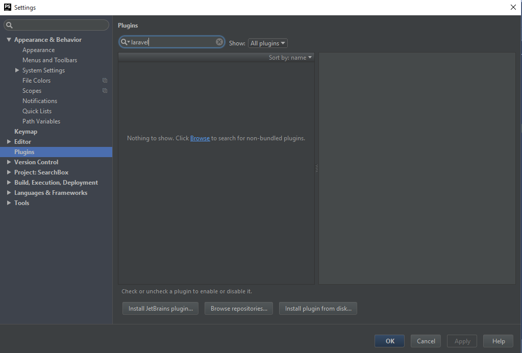 PhpStorm IDE Plugins Category Search