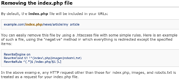 CodeIgniter URL configuration example