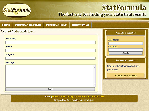 StatFormula CodeIgniter Project Sample